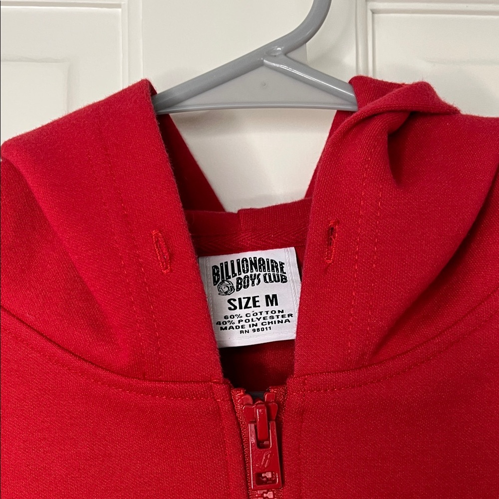 Billionaire Boys Club Red Full Zip Hooded Sweatshirt - Size Medium - Picture 2 of 15